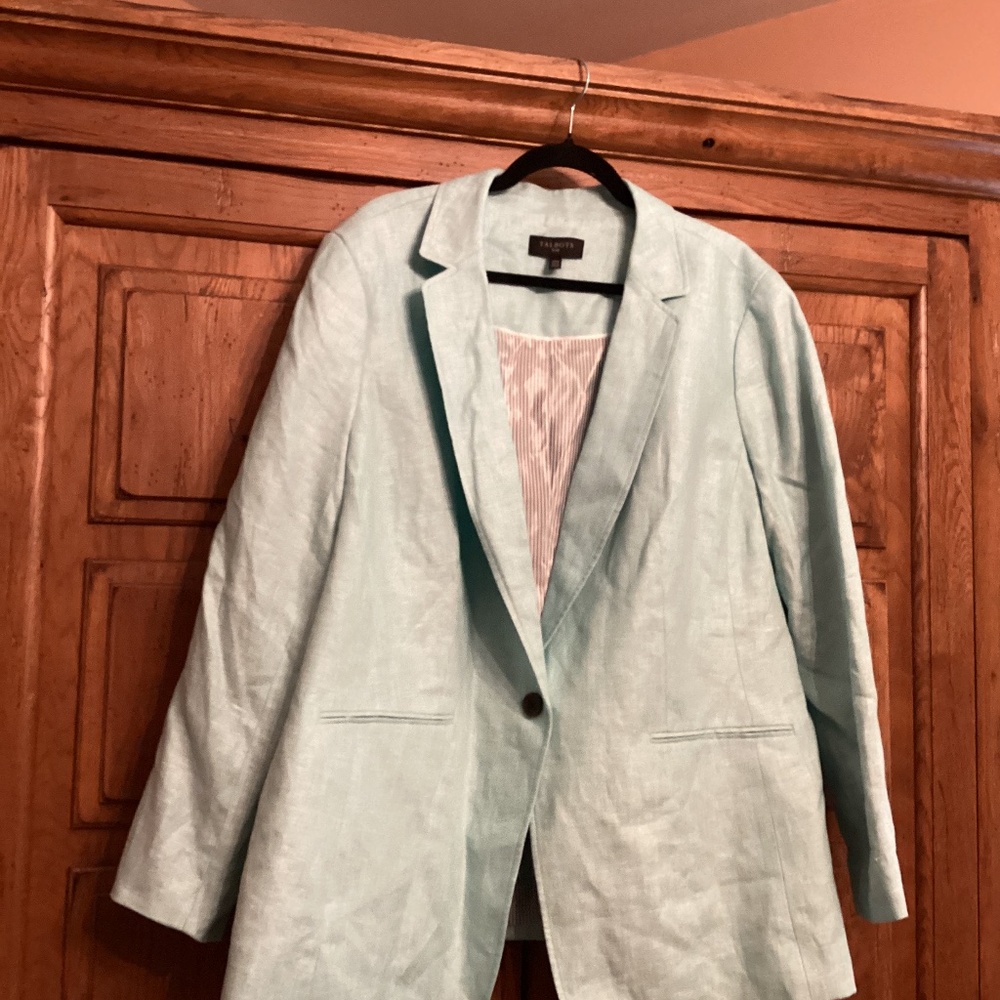 Talbots turquoise lenin jacket.